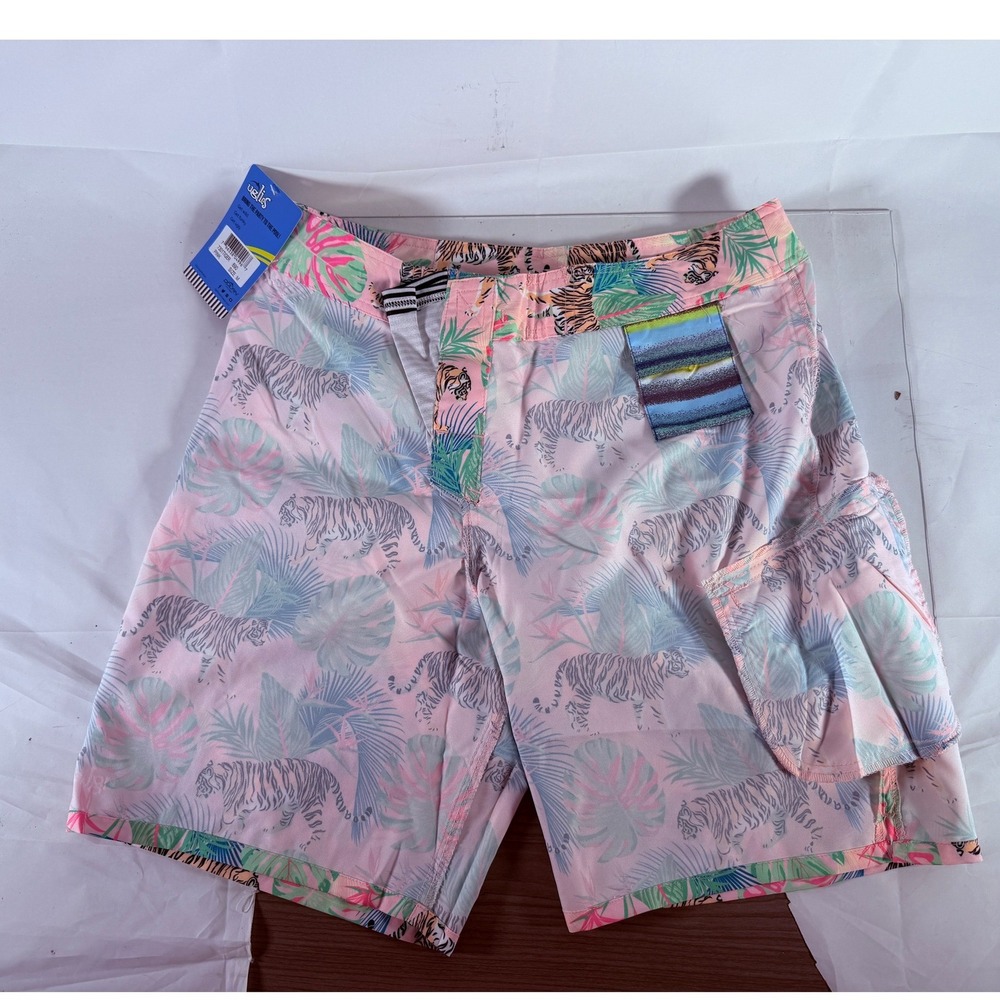 Dolfin Men's Uglies‎ 8" Boardy Swim Shorts Pink Tiger Palm Tree Size M NWT - Picture 3 of 10